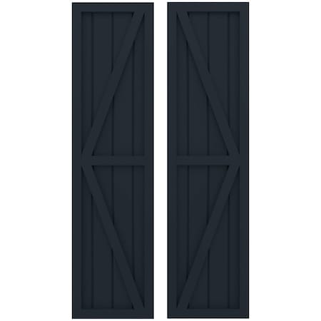 Americraft 4-Board Wood 2 Equal Panel Frmd Board-n-Batten Shutters W/ Dubl Z-Bar, ARW102BF414X33OBH